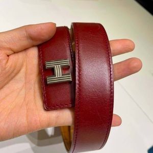 Hermes belt in red/burgundy leather